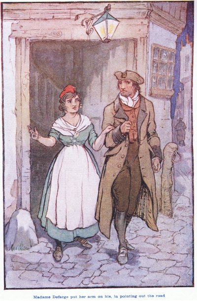 Madame Defarge put her arms on his, in pointing out the road by F. M. B. Blaikie